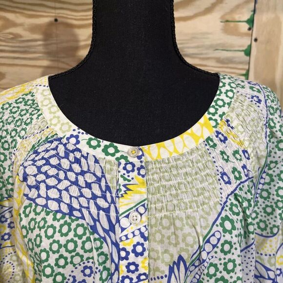 Talbots Shirt Petite Plus 2X Yellow Paisley Long Sleeve Button Down Top Colorful - Picture 2 of 8